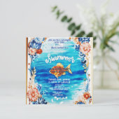 赤ちゃんシャワー泳ぐ人ブルーウォーターのスプラッシュ招待 招待状 (スタンド正面)