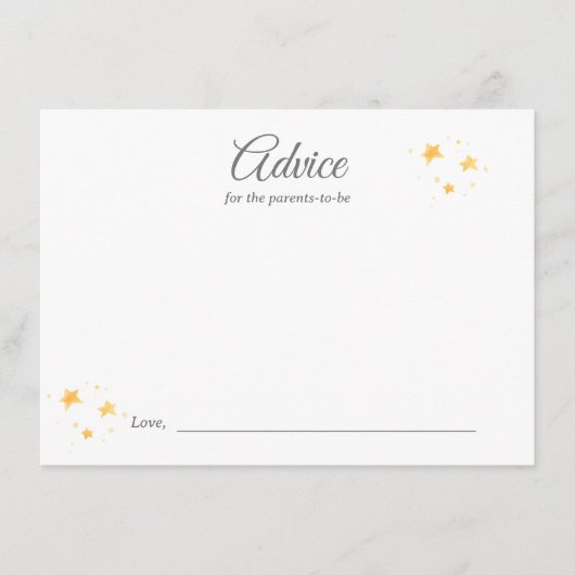 赤ちゃんシャワー活動のためのTwinkleアドバイス エンクロージャーカード (正面)