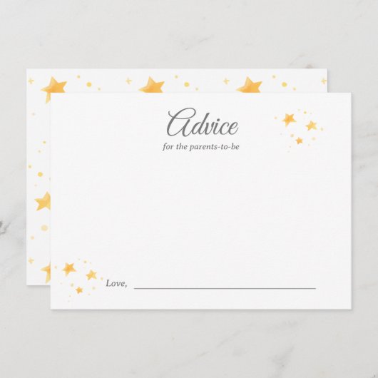 赤ちゃんシャワー活動のためのTwinkleアドバイス エンクロージャーカード (正面/裏面)