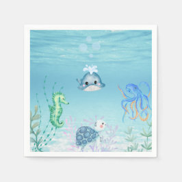 赤ちゃんシャワー海の下で スタンダードカクテルナプキン