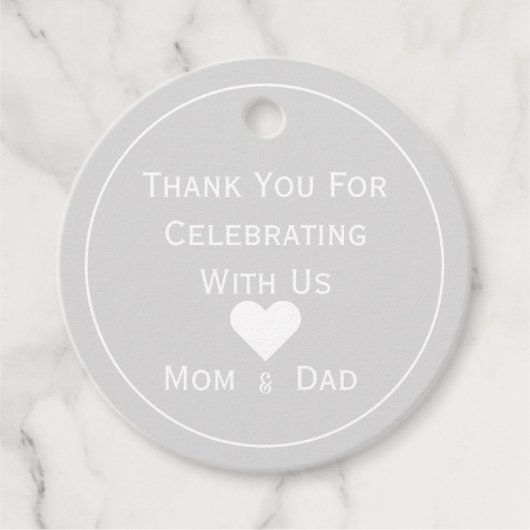 赤ちゃんシャワー淡いグレーと白 フェイバータグ (正面)