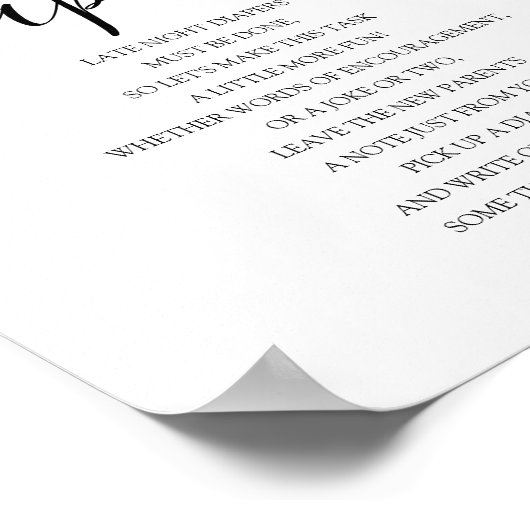 赤ちゃんシャワー深夜おむつサイン ポスター (角)