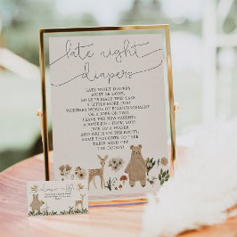 赤ちゃんシャワー深夜おむつサインBoho Woodland ポスター