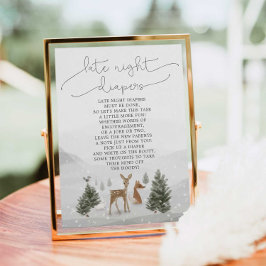 赤ちゃんシャワー深夜おむつサインBoho Woodland ポスター