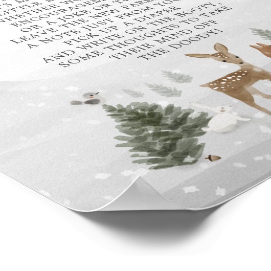 赤ちゃんシャワー深夜おむつサインBoho Woodland ポスター (角)