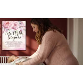 赤ちゃんシャワー深夜おむつボホフラワーフェザー ポスター