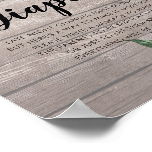 赤ちゃんシャワー深夜おむつ花ウッドライト ポスター (角)