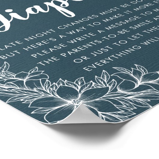 赤ちゃんシャワー深夜おむつ青い白い花 ポスター (角)