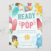 赤ちゃんシャワー準備ができてかわいいポップ・アートの夏のポプシクル 招待状 (正面/裏面)