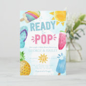 赤ちゃんシャワー準備ができてかわいいポップ・アートの夏のポプシクル 招待状 (スタンド正面)