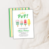 赤ちゃんシャワー準備ができてポップ・アートのいる緑の黄色のアイスクリーム 招待状