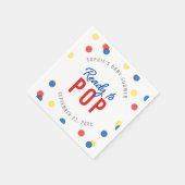 赤ちゃんシャワー準備ができて赤ポップ・アートの青イエロー紙吹雪 スタンダードカクテルナプキン (角)