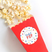 赤ちゃんシャワー準備ができて赤ポップ・アートの青イエロー紙吹雪 ラウンドシール