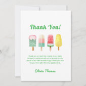 赤ちゃんシャワー準備ができて黄色のポップ・アートの緑のアイスクリーム サンキューカード (正面)