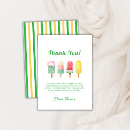 赤ちゃんシャワー準備ができて黄色のポップ・アートの緑のアイスクリーム サンキューカード