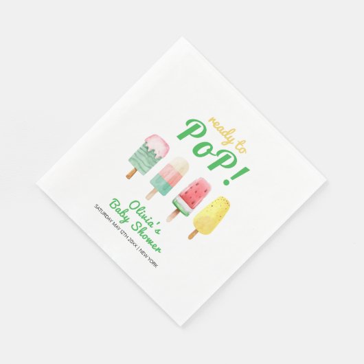 赤ちゃんシャワー準備ができて黄色のポップ・アートの緑のアイスクリーム スタンダードランチョンナプキン (角)