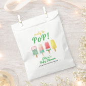 赤ちゃんシャワー準備ができて黄色のポップ・アートの緑のアイスクリーム フェイバーバッグ (クリップ留めされた状態)