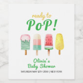 赤ちゃんシャワー準備ができて黄色のポップ・アートの緑のアイスクリーム ワインラベル (シングルラベル)