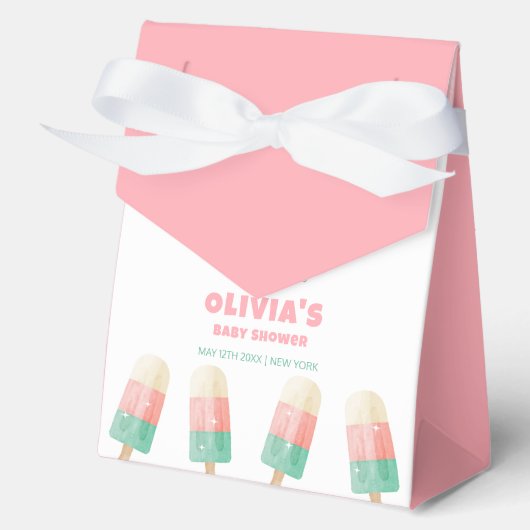 赤ちゃんシャワー準備のピンクの溶けポップ・アートの合いアイスクリーム フェイバーボックス (正面)