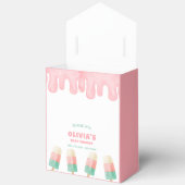 赤ちゃんシャワー準備のピンクの溶けポップ・アートの合いアイスクリーム フェイバーボックス (見開き)
