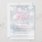 赤ちゃんシャワー準備の最初の雪ポップ・アートの片ピンク 招待状 (正面)