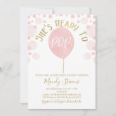 赤ちゃんシャワー準備ポップ・アートのができたピンクのバルーン招待状 招待状 (正面)