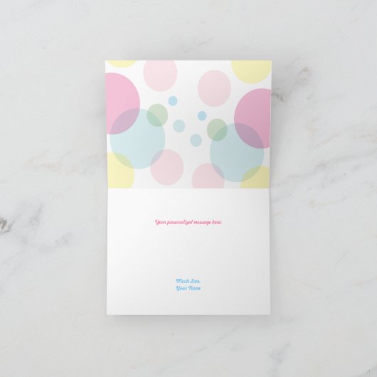 赤ちゃんシャワー準備ポップ・アートのができたピンクの黄色の青 サンキューカード (内部)