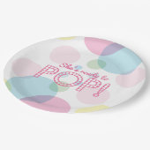 赤ちゃんシャワー準備ポップ・アートのができているピンクの泡紙プレート ペーパープレート (アングル)
