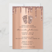 赤ちゃんシャワー火花足バラ金ゴールドドリップスボーイガール 招待状 (正面)