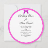 赤ちゃんシャワー熱ピンクの女の子かわいい女の子ブース 招待状 (裏面)