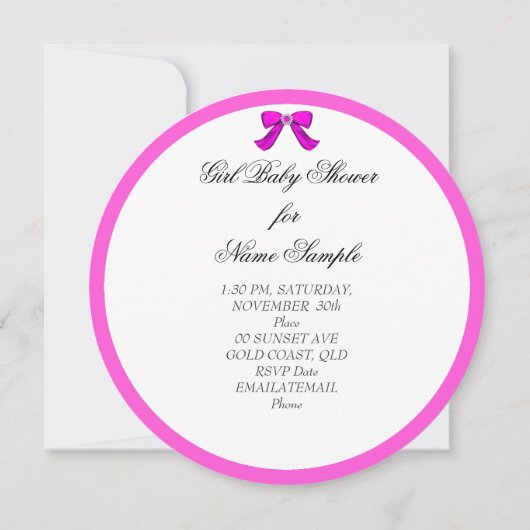 赤ちゃんシャワー熱ピンクの女の子かわいい女の子ブース 招待状 (裏面)
