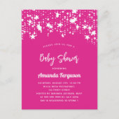 赤ちゃんシャワー熱ピンクの白い星女 インビテーションポストカード (正面)