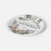 赤ちゃんシャワー熱帯ジャングル動物 ペーパープレート (アングル)