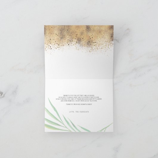 赤ちゃんシャワー熱帯緑ありがとう サンキューカード (内部)