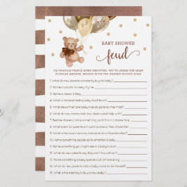 赤ちゃんシャワー熱狂ゲームブラウンと金ゴールドテディベア