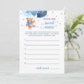 赤ちゃんシャワー甘い混乱テディベアカードを推測 招待状 (スタンド正面)