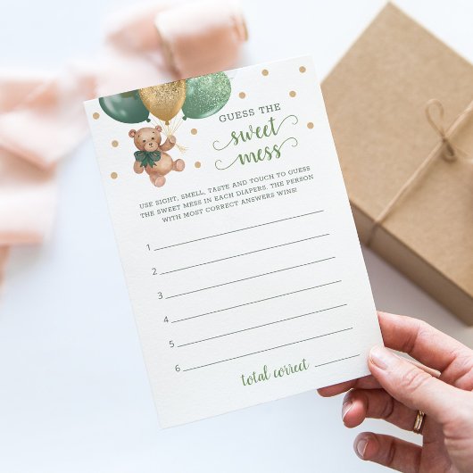 赤ちゃんシャワー甘い混乱テディベアカードを推測 招待状