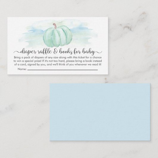 赤ちゃんシャワー用かぼちゃおむつラッフルブック エンクロージャーカード (正面/裏面)