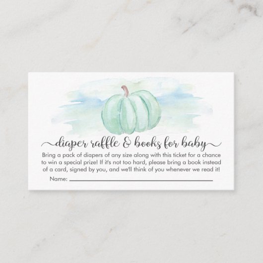 赤ちゃんシャワー用かぼちゃおむつラッフルブック エンクロージャーカード (正面)