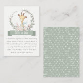 赤ちゃんシャワー用かわいいキリンフローラリース本 エンクロージャーカード (正面/裏面)