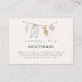 赤ちゃんシャワー用かわいいセージ緑のボホーブック エンクロージャーカード (正面)