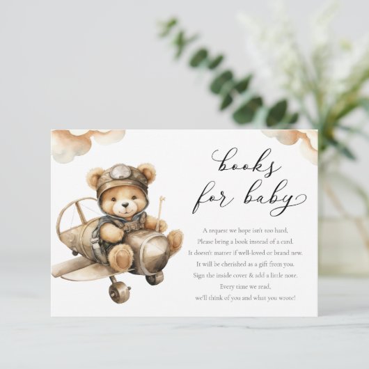 赤ちゃんシャワー用かわいいテディベアの本 エンクロージャーカード (スタンド正面)