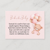 赤ちゃんシャワー用かわいいピンクのテディベア エンクロージャーカード (正面)