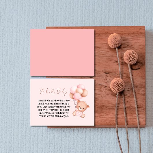 赤ちゃんシャワー用かわいいピンクのテディベア エンクロージャーカード