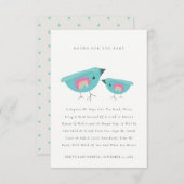 赤ちゃんシャワー用かわいいレインボーブルーのバーディブック エンクロージャーカード (正面/裏面)