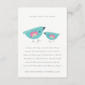 赤ちゃんシャワー用かわいいレインボーブルーのバーディブック エンクロージャーカード (正面)