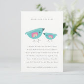 赤ちゃんシャワー用かわいいレインボーブルーのバーディブック エンクロージャーカード (スタンド正面)