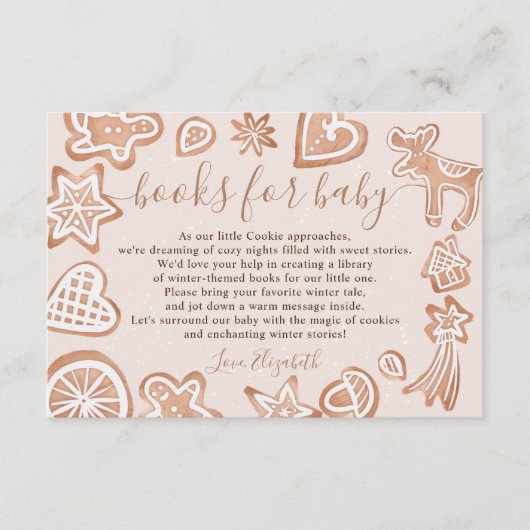 赤ちゃんシャワー用かわいい冬クリスマスクッキーの本 エンクロージャーカード (正面)