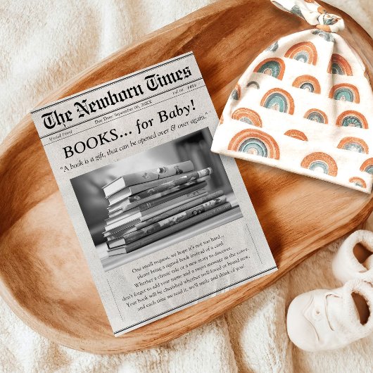 赤ちゃんシャワー用かわいい新聞本インサートカード エンクロージャーカード