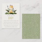 赤ちゃんシャワー用かわいい野生のジャングル動物の子供の本 エンクロージャーカード (正面/裏面)